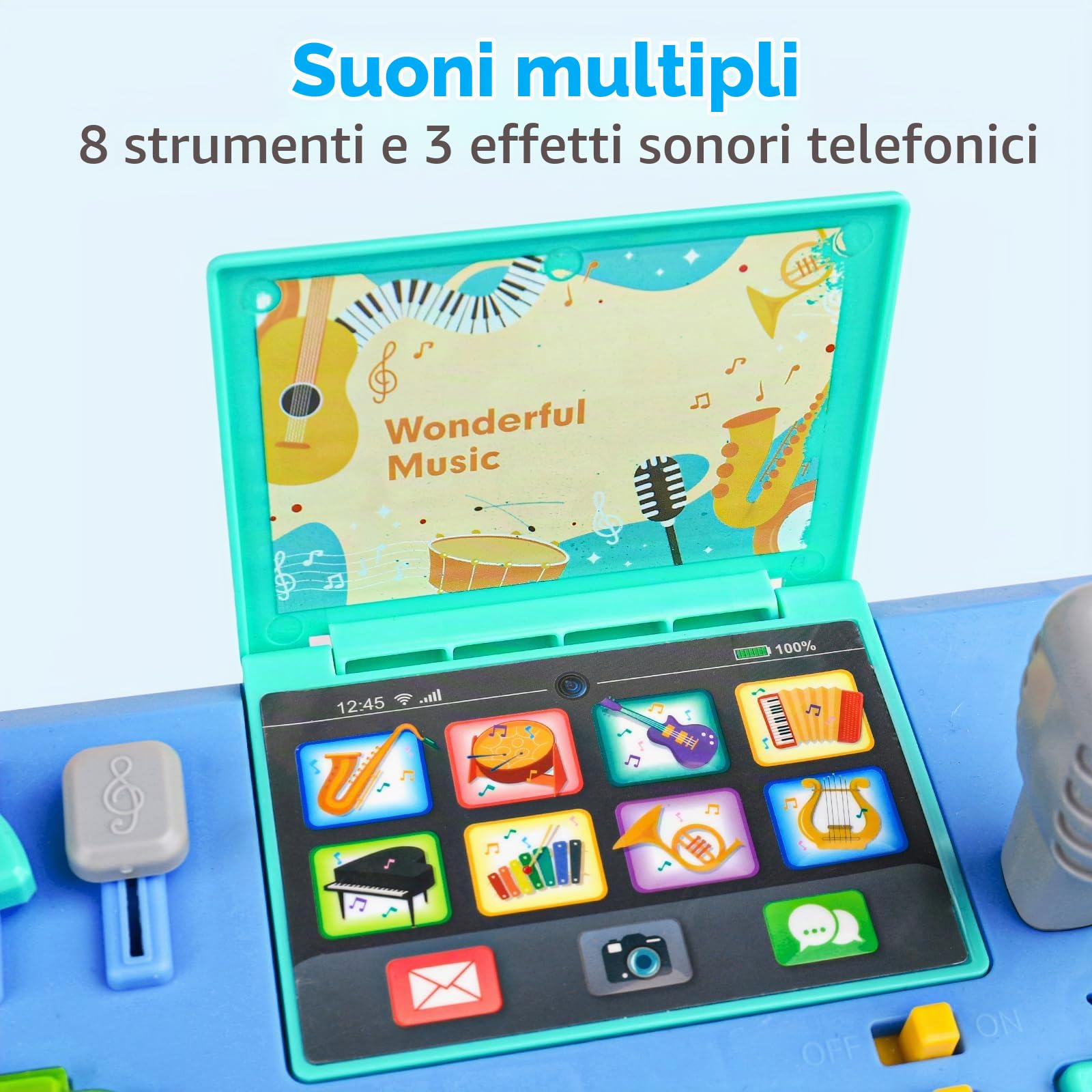 Lypsochaat Giocattolo per bambini a partire da 1, 2, 3 anni, con musica e luce, giocattolo musicale per bambini, da DJ con pianoforte, giocattolo per bambini da 0 a 6 0 12 18 mesi, regalo per bambini