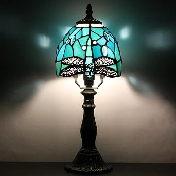 Small Tiffany Lamp Mini Accent Table Lamp Green Dragonfly Style