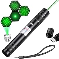 Lennoos Rechargeable Green Laser Pointer - High Power Long Range 50m Beam, Removable Star Cap for Presentations, Astronomy & Outdoor Use