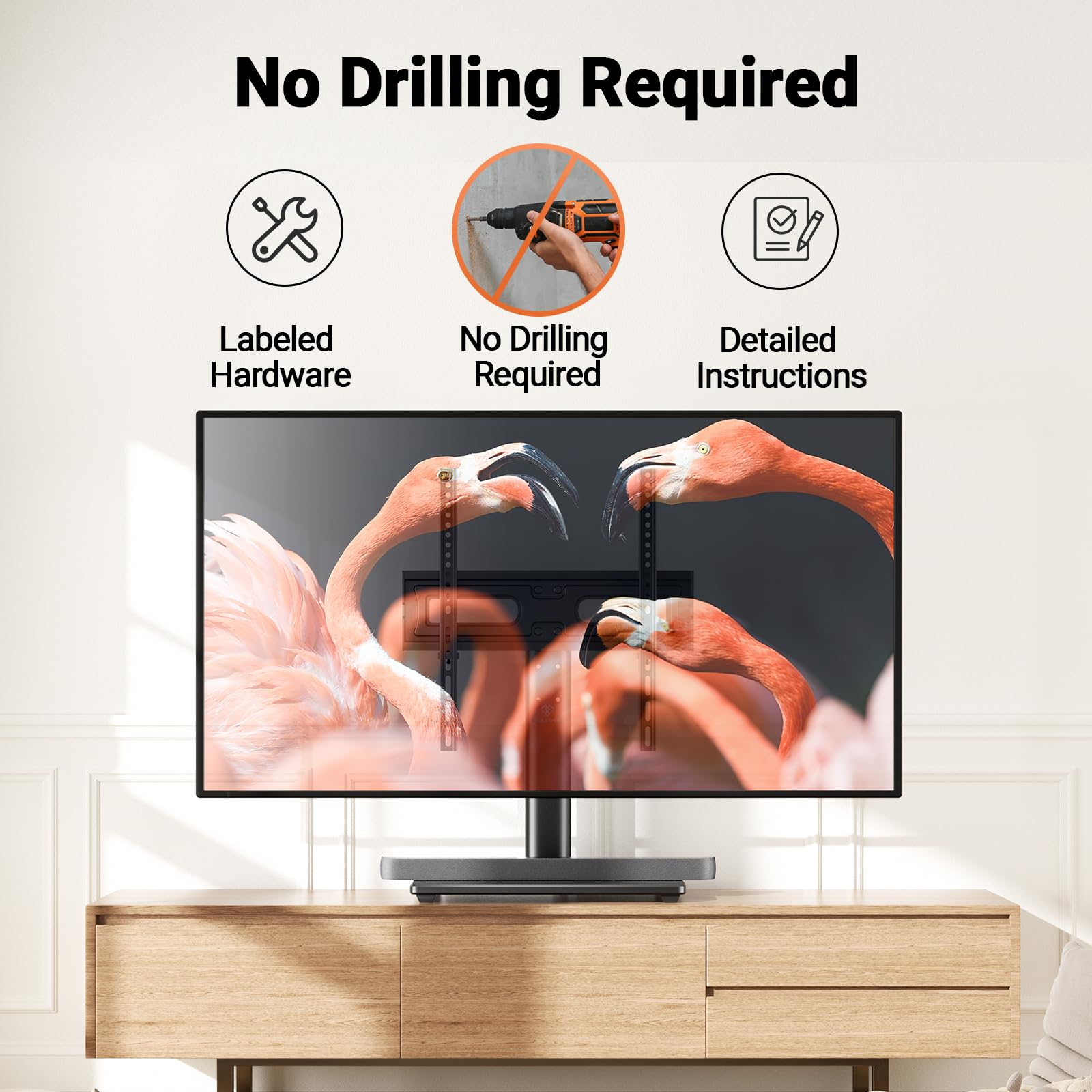PERLESMITH Supporto universale per TV da 32-60 pollici, supporto TV da tavolo fino a 39,9 kg, supporto per TV regolabile in altezza, base universale per soggiorno e camera da letto (82-65 pollici con
