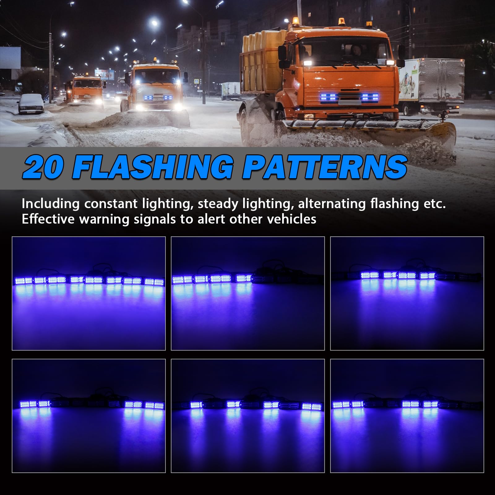 Luces estroboscópicas LED azules 8 en 1 con controlador estroboscópico de 9 teclas, 8 luces LED de advertencia de emergencia, montaje en superficie, luces LED intermitentes para camiones,