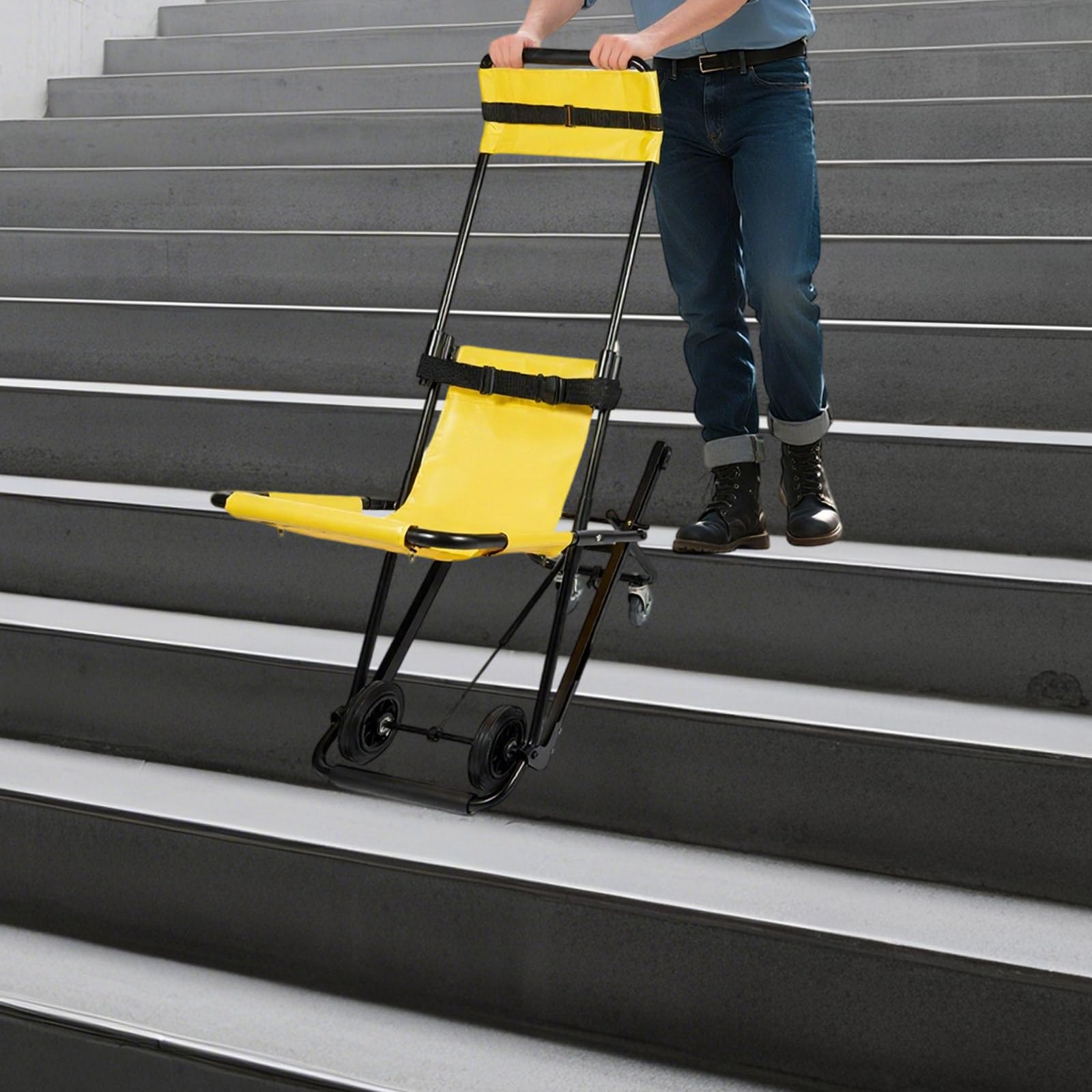 Silla de ruedas para escaleras para adultos, silla de ruedas manual móvil con fácil manejo, construcción ligera estable, silla de ruedas plegable que ahorra espacio para el cuidado del hogar