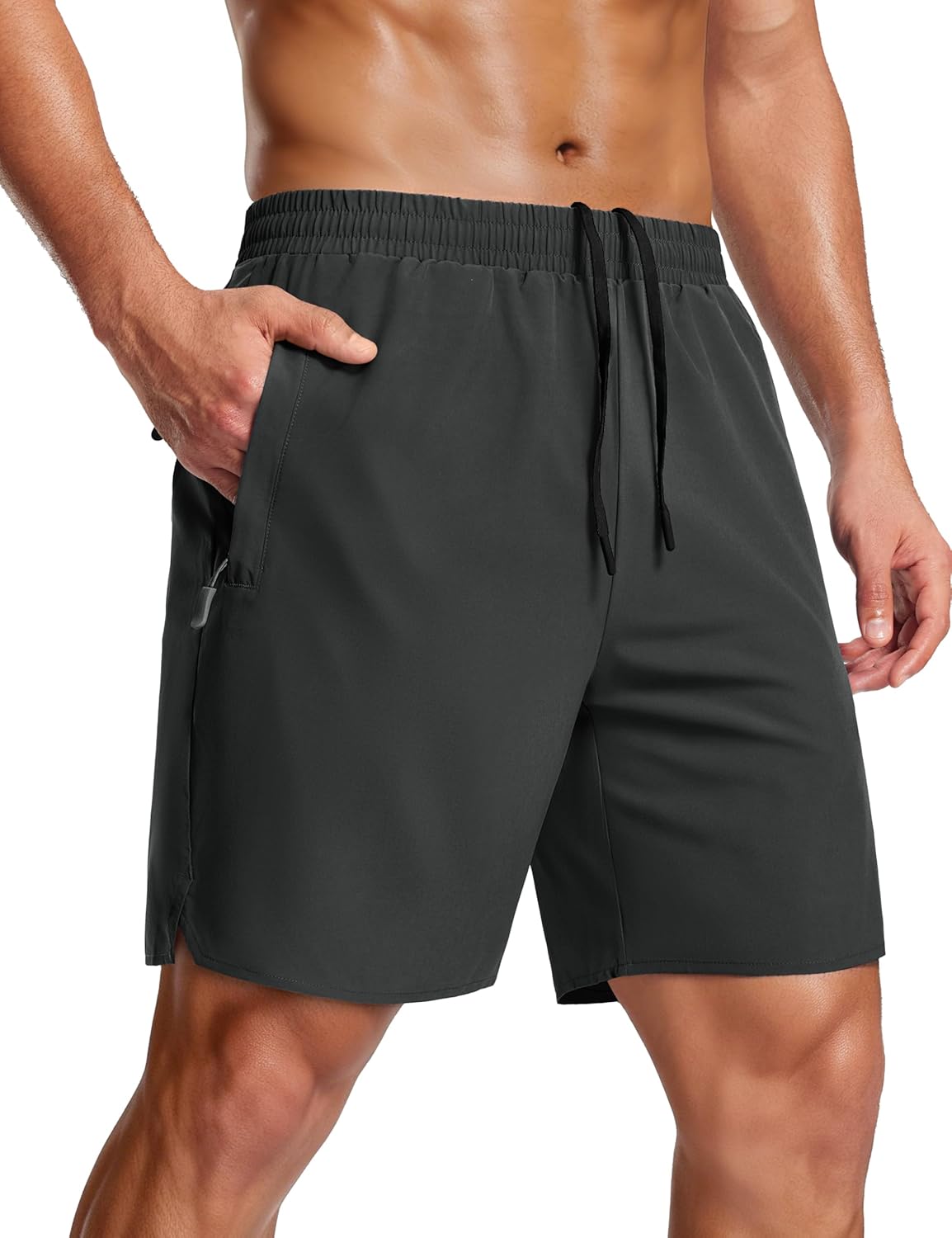 MAGCOMSEN Men's Workout Athletic Shorts 7" Quick Dry Lightweight Gym Hiking Water Resistant Zipper Pocket Shorts Casual