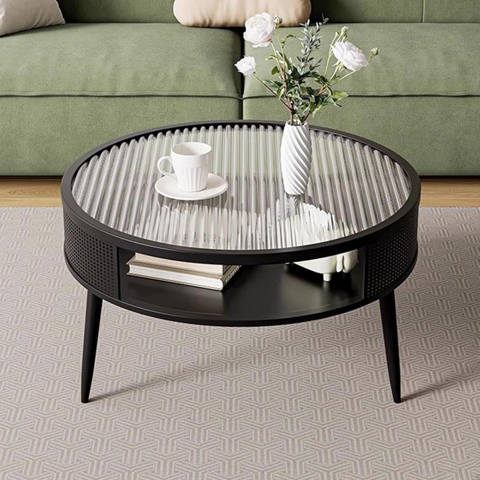 Table de thé moderne ronde pour moments de détente sur le balcon