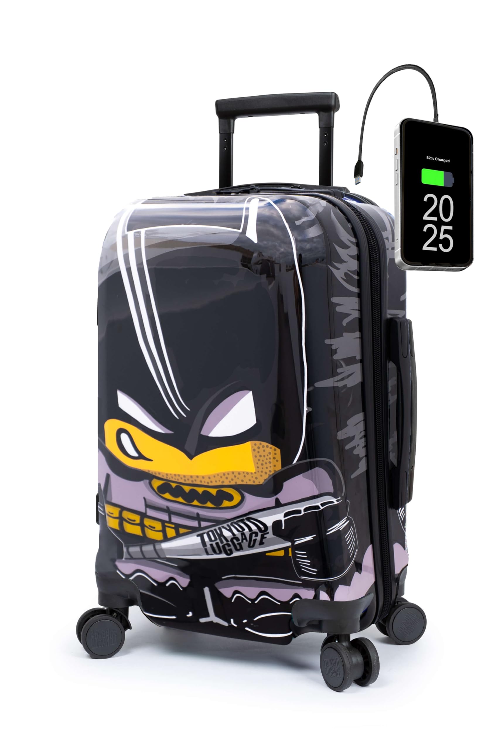 TOKYOTO Valise Cabine Trolley pour Enfants Garçons 55x35x20 Bagage Sac de Voyage avec Serrure TSA Légère Robuste pour Les Fans De Comics Pop Art Manga Super-héros et Dessin Animé Batty Boy