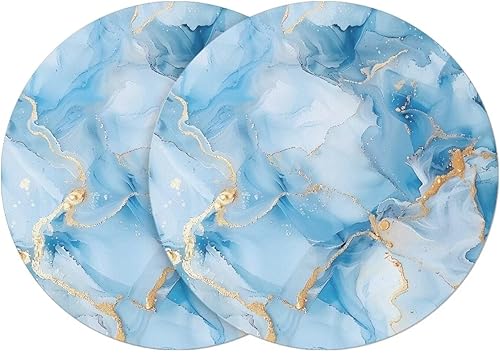 Miniatura 17 de Juego de 6 manteles individuales redondos resistentes al calor de mármol dorado de 15 pulgadas para decoración de mesa de comedor resistente al