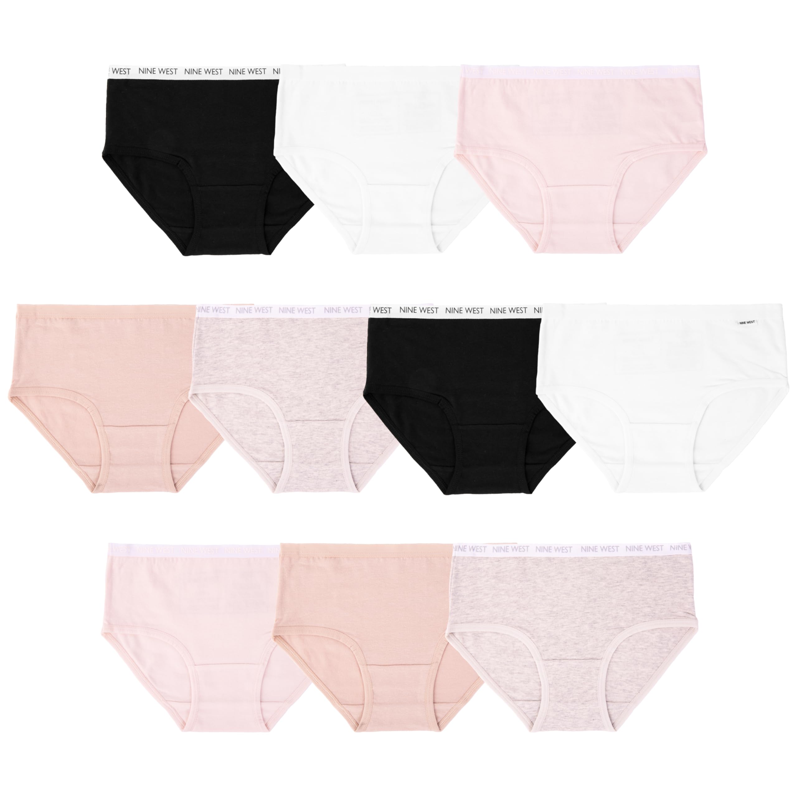 Nine West Girls Exclusive 10-pack Super Soft Cotton Blend Panties in Sizes 4 6 8 10 12 14