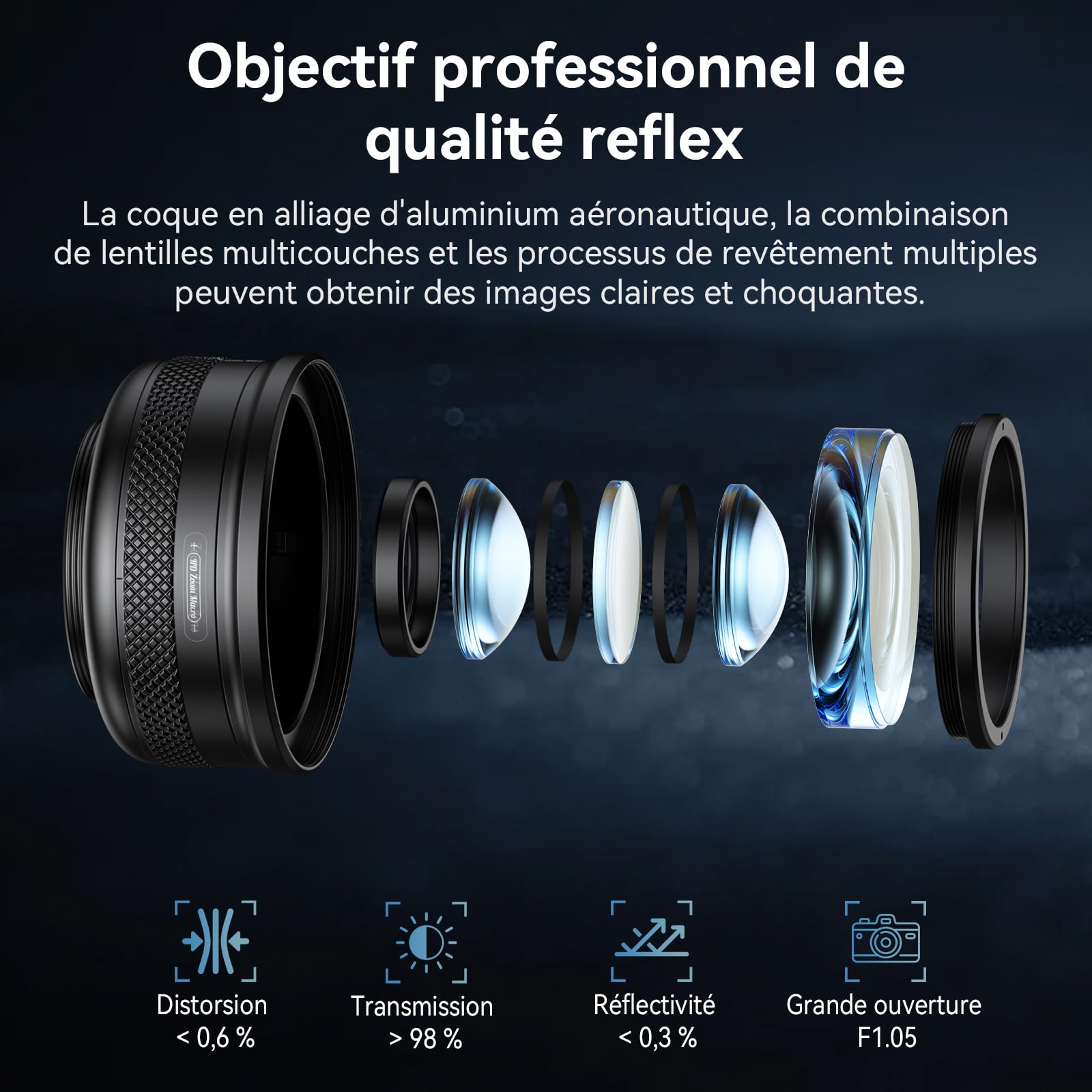 APEXEL Objectif Macro Ultra HD avec Clip Universel pour Téléphone Portable, Objectif Macro pour Smartphone 20X,Compatible avec la Plupart des Téléphones Portables
