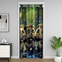 Cartoon Pandas Door Curtain for Kids Adults,Jungle Animals Watercolor 3D Bear Room Divider Curtain Cover for Privacy,Glittering Butterly Natural Landscape Door Window Curtain 1 Panel,34" W X 80" L