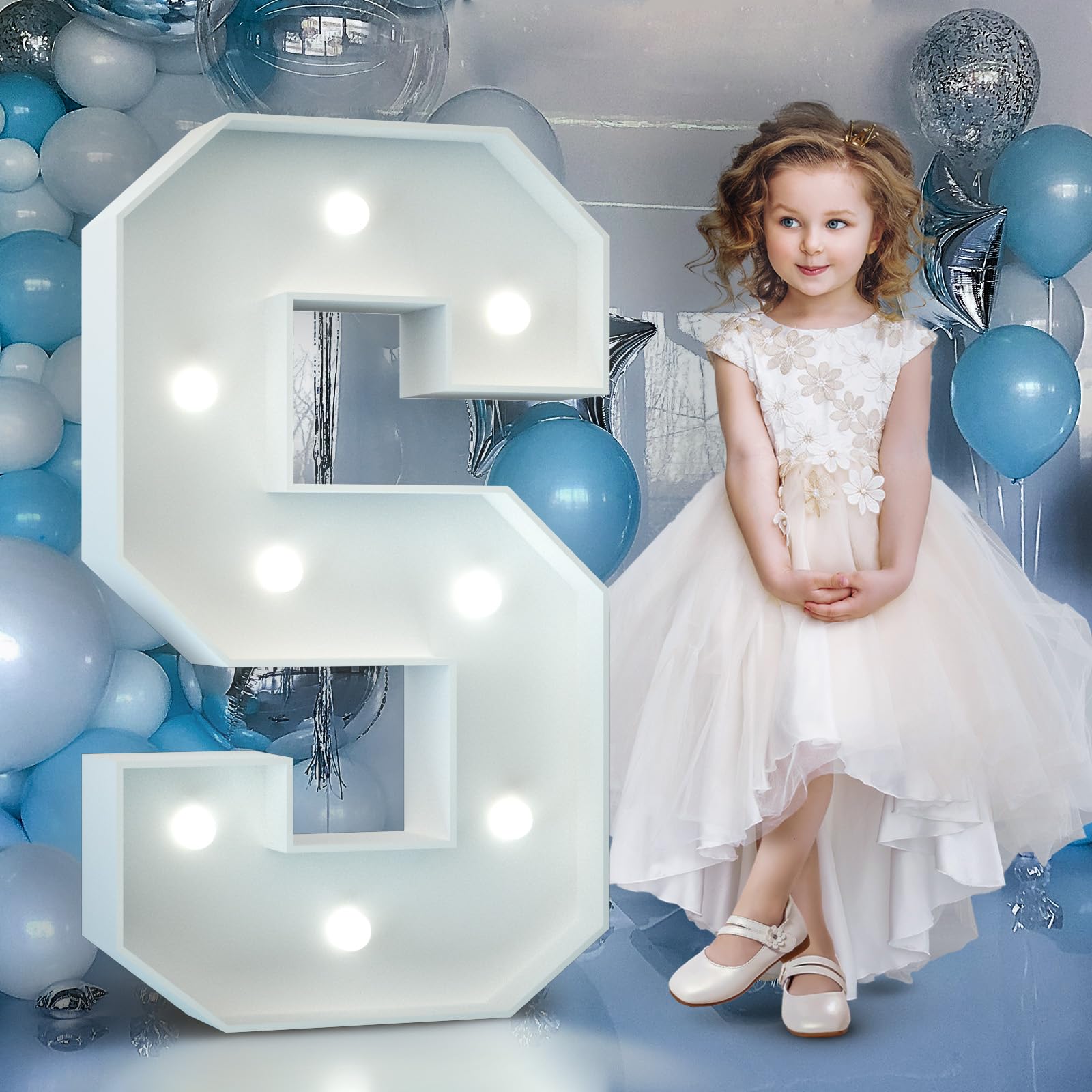 4FT Light Up Numbers Birthday Decoration Large Marquee Numbers 1 for 1st 18th 21st Birthday Party Decor Wedding, Big Number Frame Foam Cardboard Mosaic Arch Stand Pre-Cut Numbers — view 43