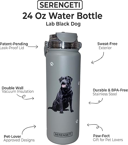 Miniatura 149 de E&S Pets SERENGETI - Botella de agua de acero inoxidable de 24 onzas con tapa a prueba de derrames, doble pared aislada al vacío, impresión 3D