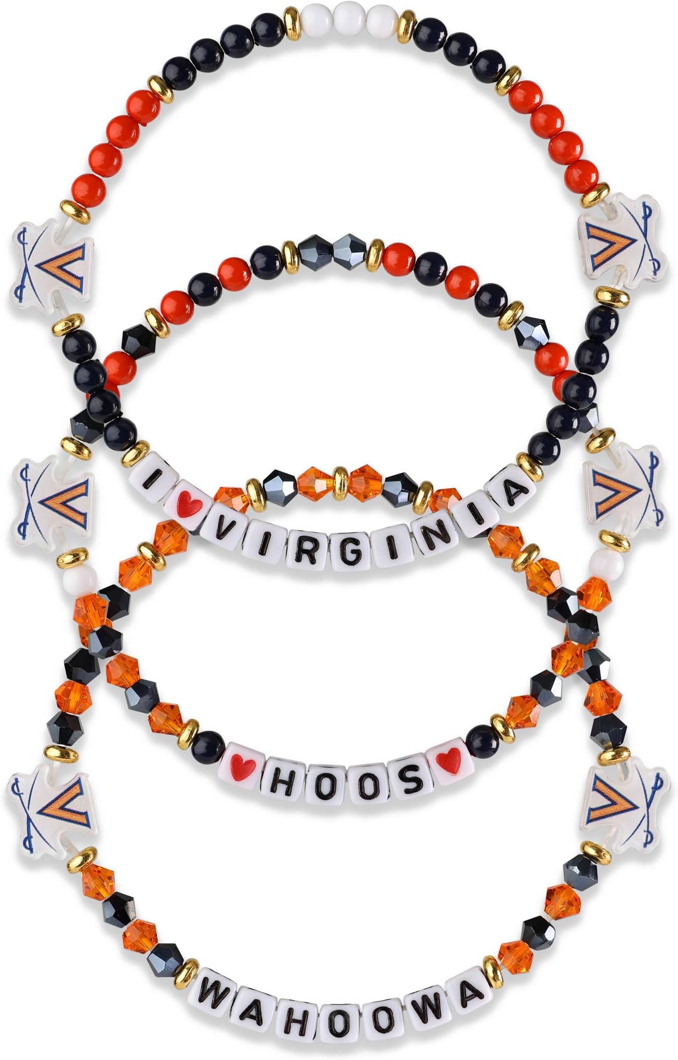 FOCO NCAA unisex-adult NCAA College Team Logo Officially Licensed 3-Pack Beaded Friendship Bracelets