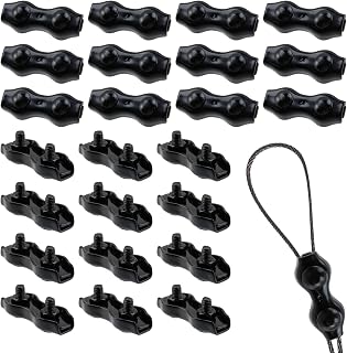 Semetall Wire Rope Clips 12Pcs, M3 Stainless Steel Double Bolt Cable Clamps for 1/8" Wire Rope, Duplex 2-Post Design,Black