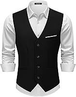 MAGEMALE Men's Slim Fit Suit Vest - Casual Formal Waistcoat with 3 Real Pockets for Business, Weddings & Tuxedos