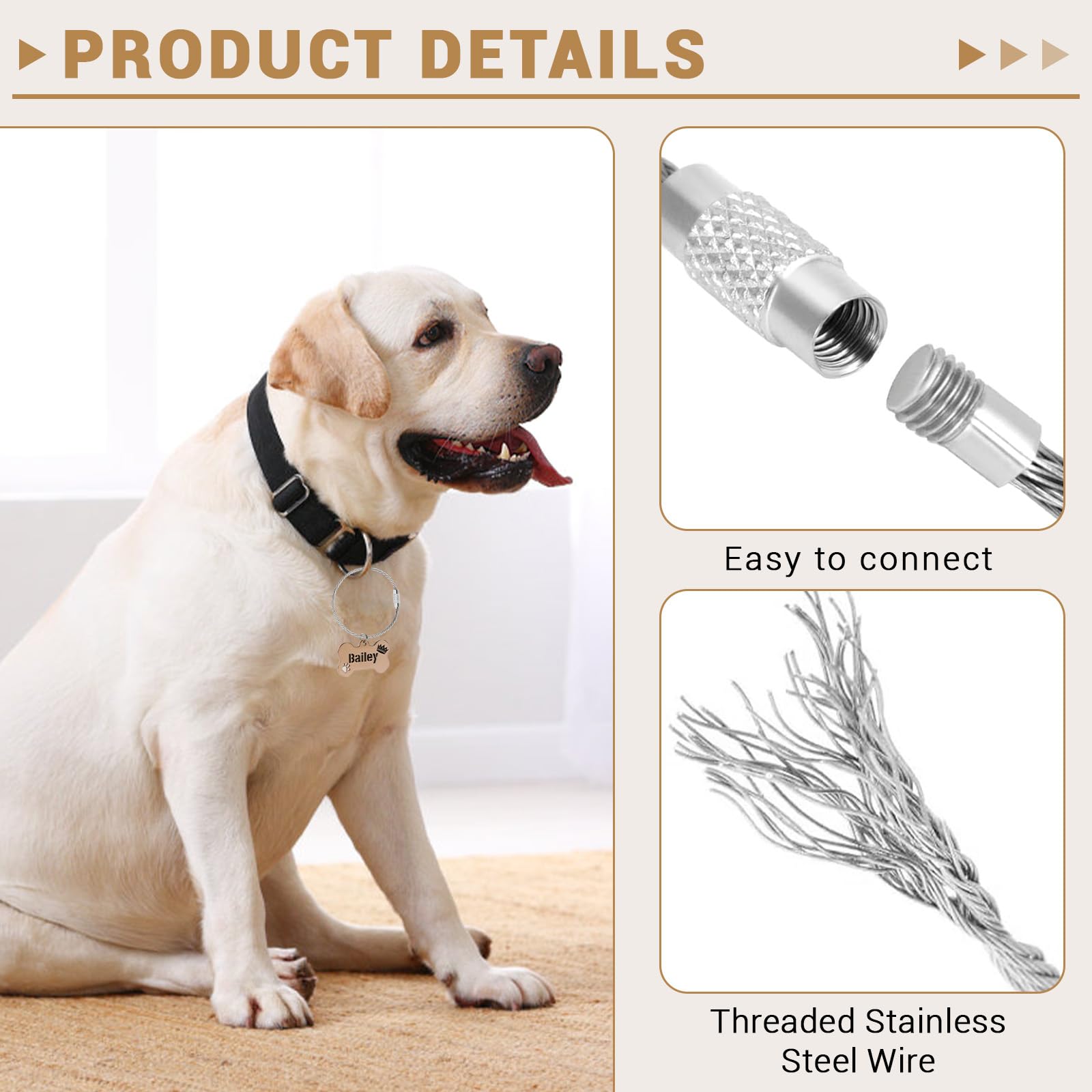 ASTIMESA 50 Pack Silver Stainless Steel Wire Keychain Cable