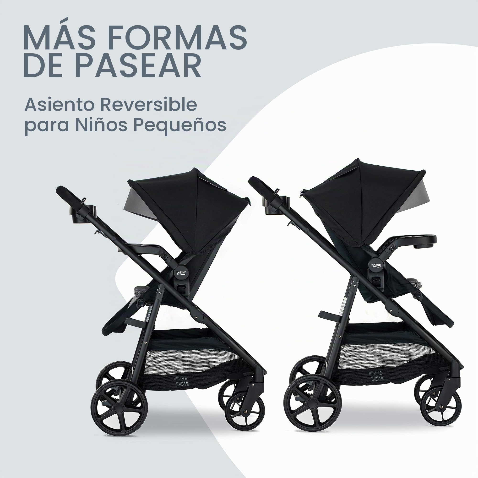Britax Brook+ cochecito de bebé modular, ultra ligero para bebés y niños pequeños con inserto SafeWash y 4 formas de pasear, ónix gris : Bebés