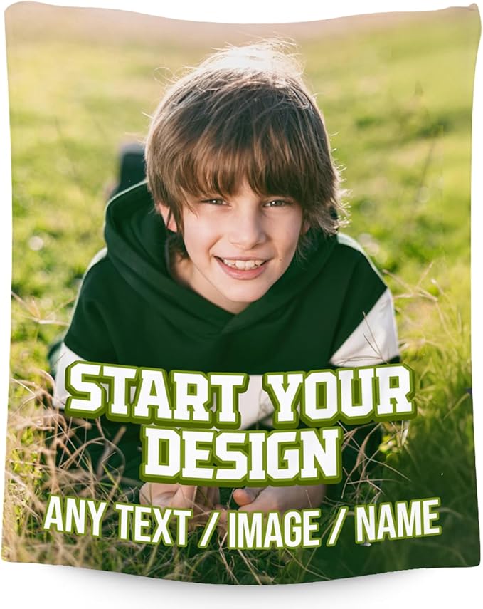 Custom Blanket with Picture Text - Personalized Photos Blankets for Boys Teens Boyfriend - 4 Sizes Soft Fleece Throws