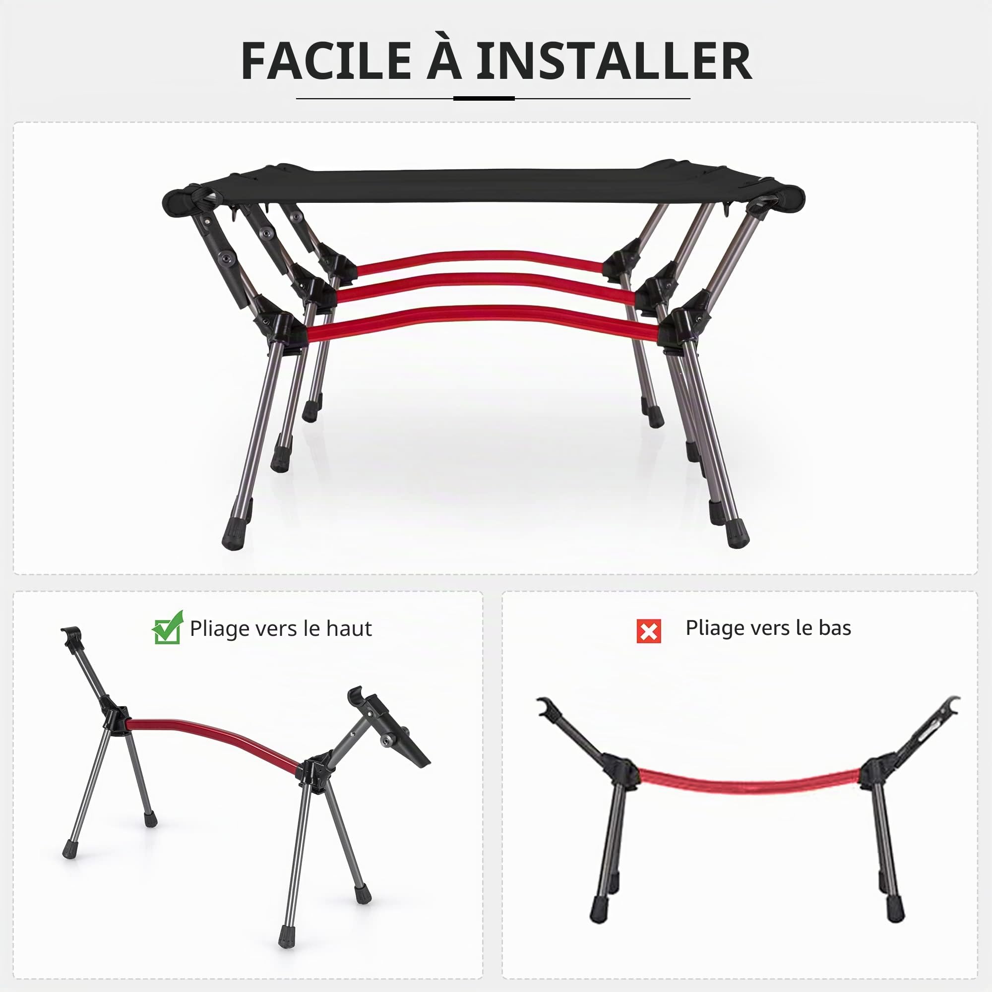 Naturehike Lit de Camping Ultra Léger avec Capacité de Charge de 150 Kg, Hauteur Réglable et Pliable, Lit Pliant Portable, Idéal comme Camping, Pause déJeuner de Bureau ou Lit D'invité