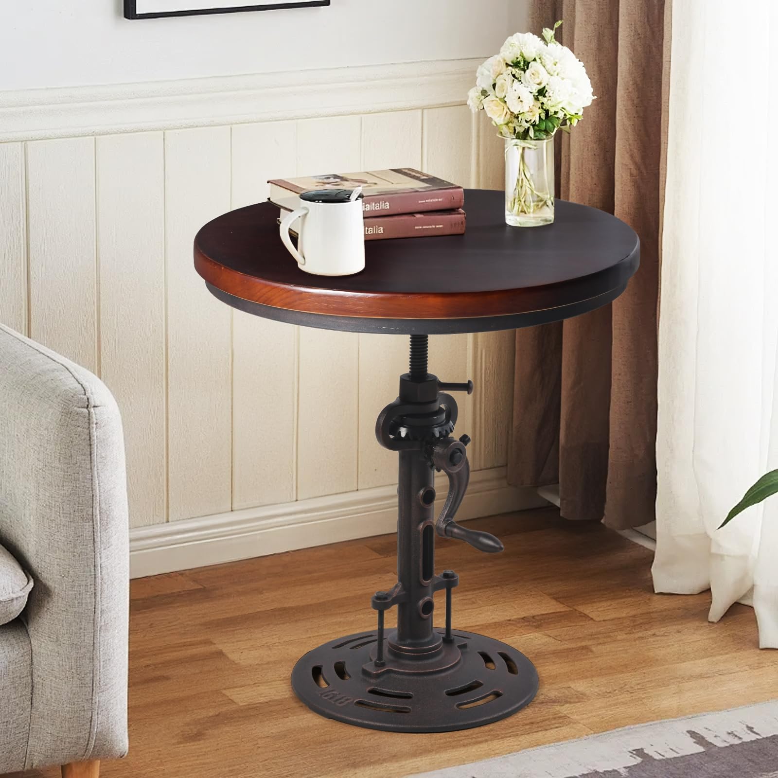 テーブル・机 Antique Cafe table 60 iron leg Amazon.com - LOKKHAN Vintage Industrial Adjustable Height Crank