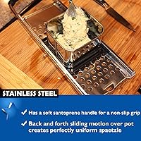 Vista 8 de Spaetzle Maker de acero inoxidable de alta calidad con mango de agarre cómodo, colador de araña de acero inoxidable, cuchara espumadora, colador