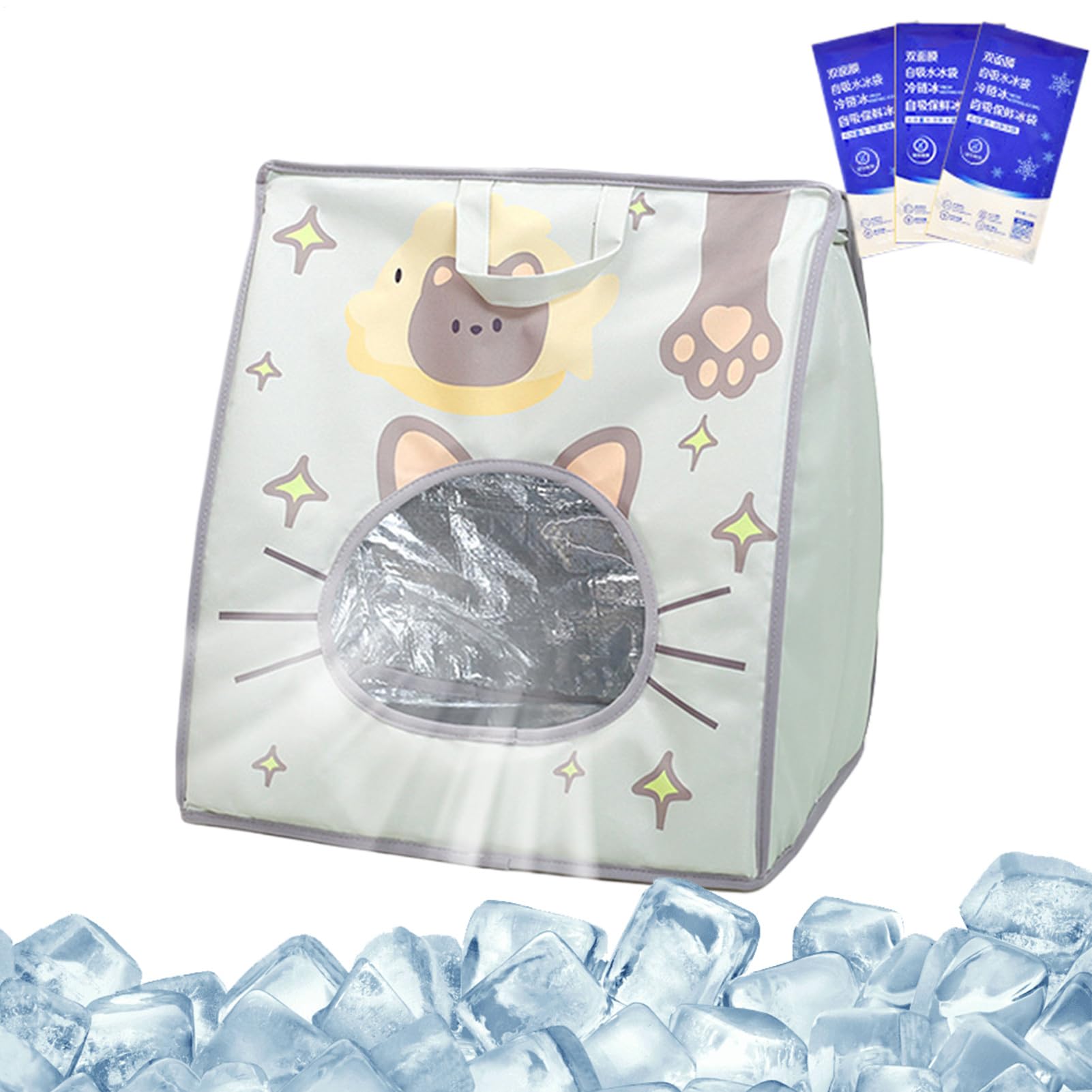 Sac de transport pour chat ventilé et pliable avec poche de glace intégrée