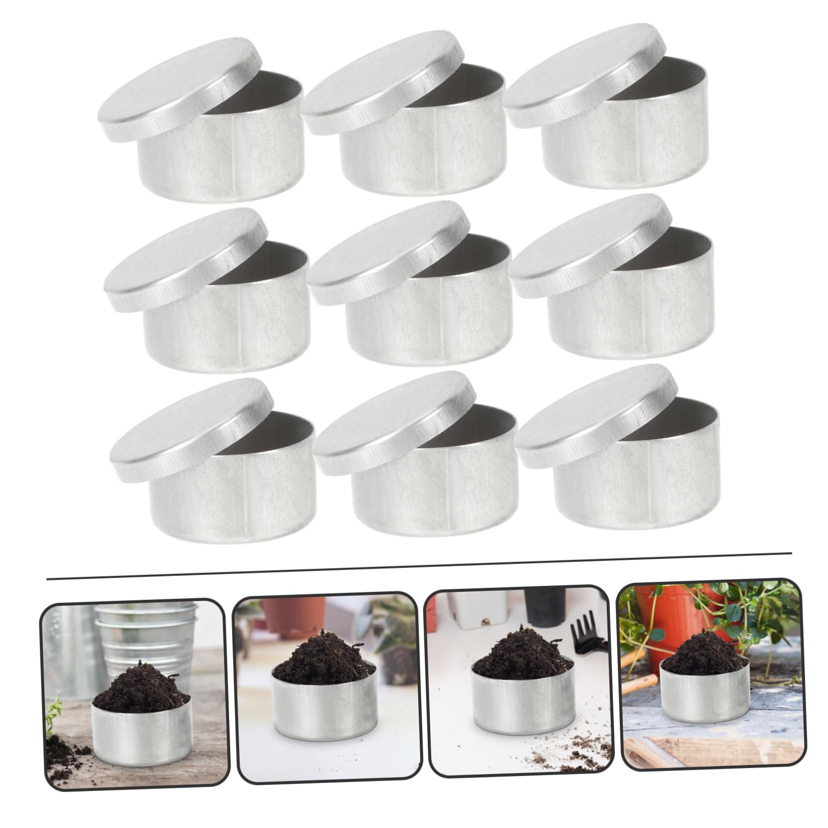 VINTORKY 18 Pcs Soil Sampling Box Aluminum Tin Cans Miniature Holder Soil Storage Containers Toiletry Travel Containers Empty Sample Jars Lip Balm Containers Metal Storage Tin Jars Silver