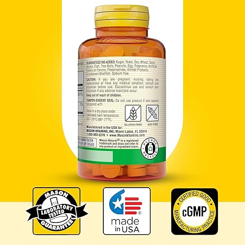 Miniatura 6 de MASON NATURAL Vitamina B12 de 50 mcg con calcio, suministro para 100 días, suplemento dietético para apoyar los niveles de energía natural, 100