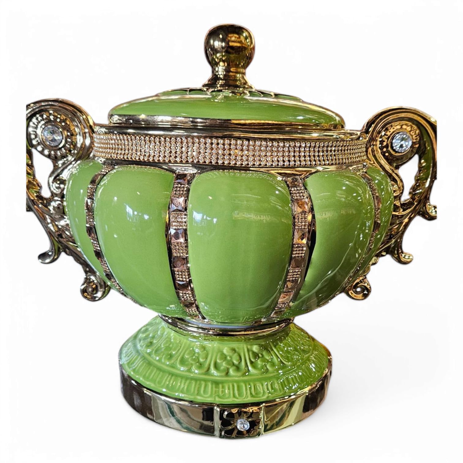 Porcelain Tureen, 5 Estilos, Sopera de Ochun - Ideal for Santeria and Sacred Offerings, Soperas Orishas, Ifa, Oshun, Obatala, Yemaya (Green)