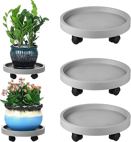 Paquete de 3 organizadores de plantas con ruedas, soporte rodante para plantas con ruedas de 13 pulgadas, resistente, grande, para plantas con