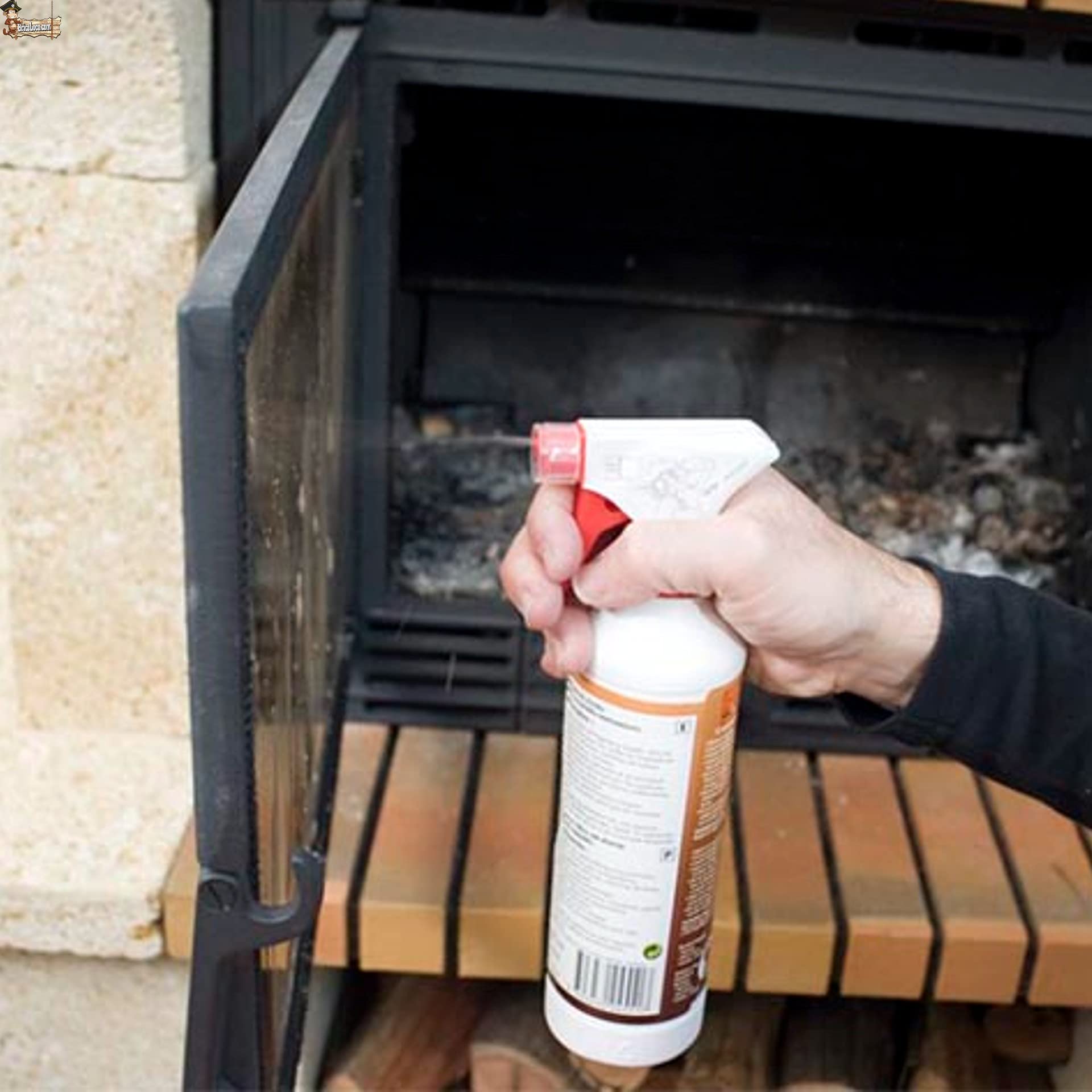 BricoLoco.com Zestaw do czyszczenia grilla: 1 szczotka + 3 płyn do czyszczenia w sprayu do grillowania, kominek, grill, akcesoria do konserwacji (3 spray + 1 szczotka)