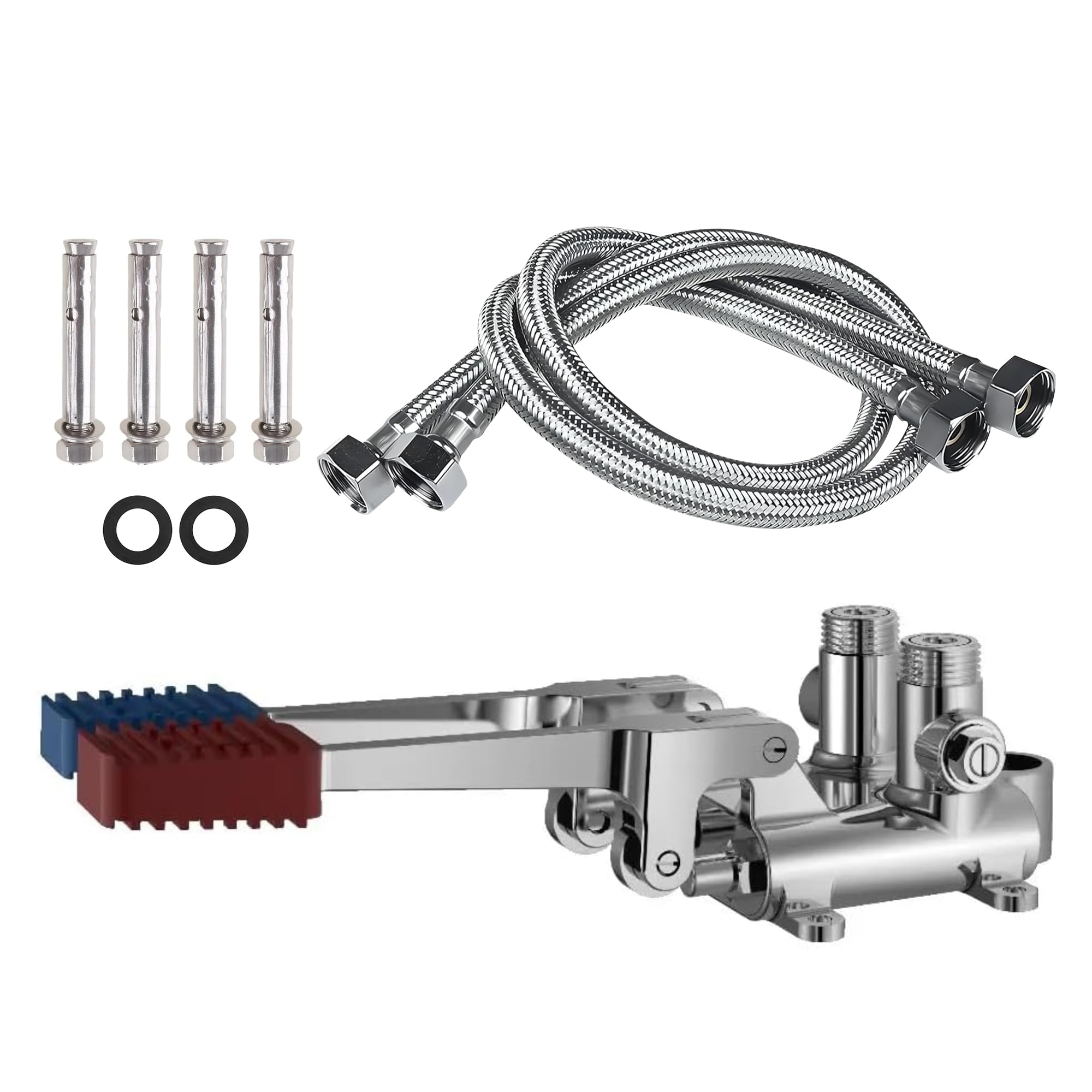 Grifo de Pedal Mezclador Doble (Agua Fría y Caliente) para Fregadero/Lavamanos – Ideal para Cocina, Baño e Industria Hostelería