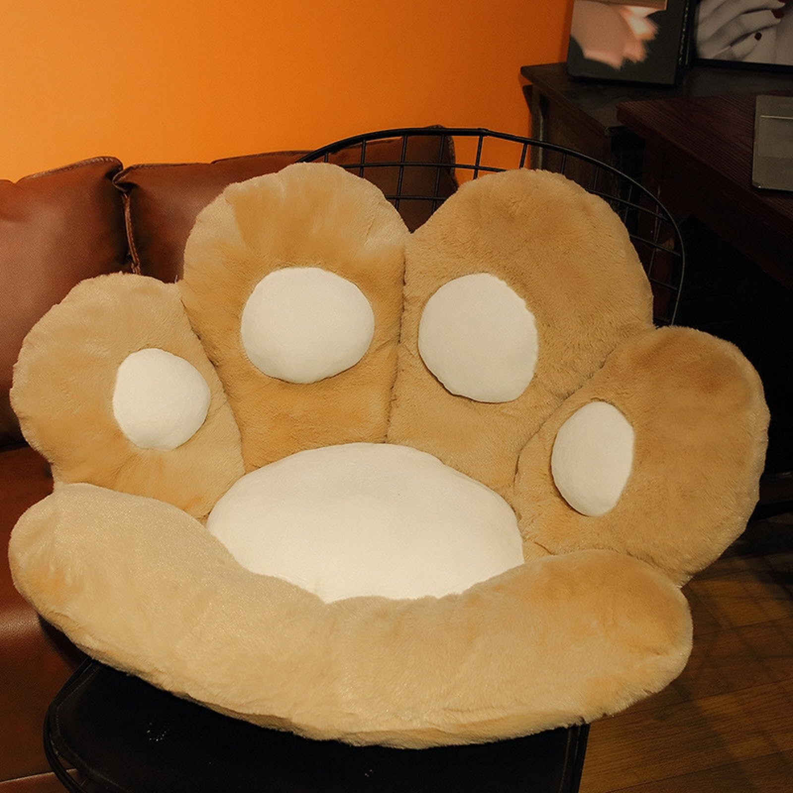 LANPEW Cat Paw Cushion Seat Cushion Cute Cat Paw Chair Cushion Seat Cushion Plush Comfort Seat Cushion Office Lazy Warm Seat Cushion Bed Tatami Floor Cushion for Home(70x70cm,Crane Colour)