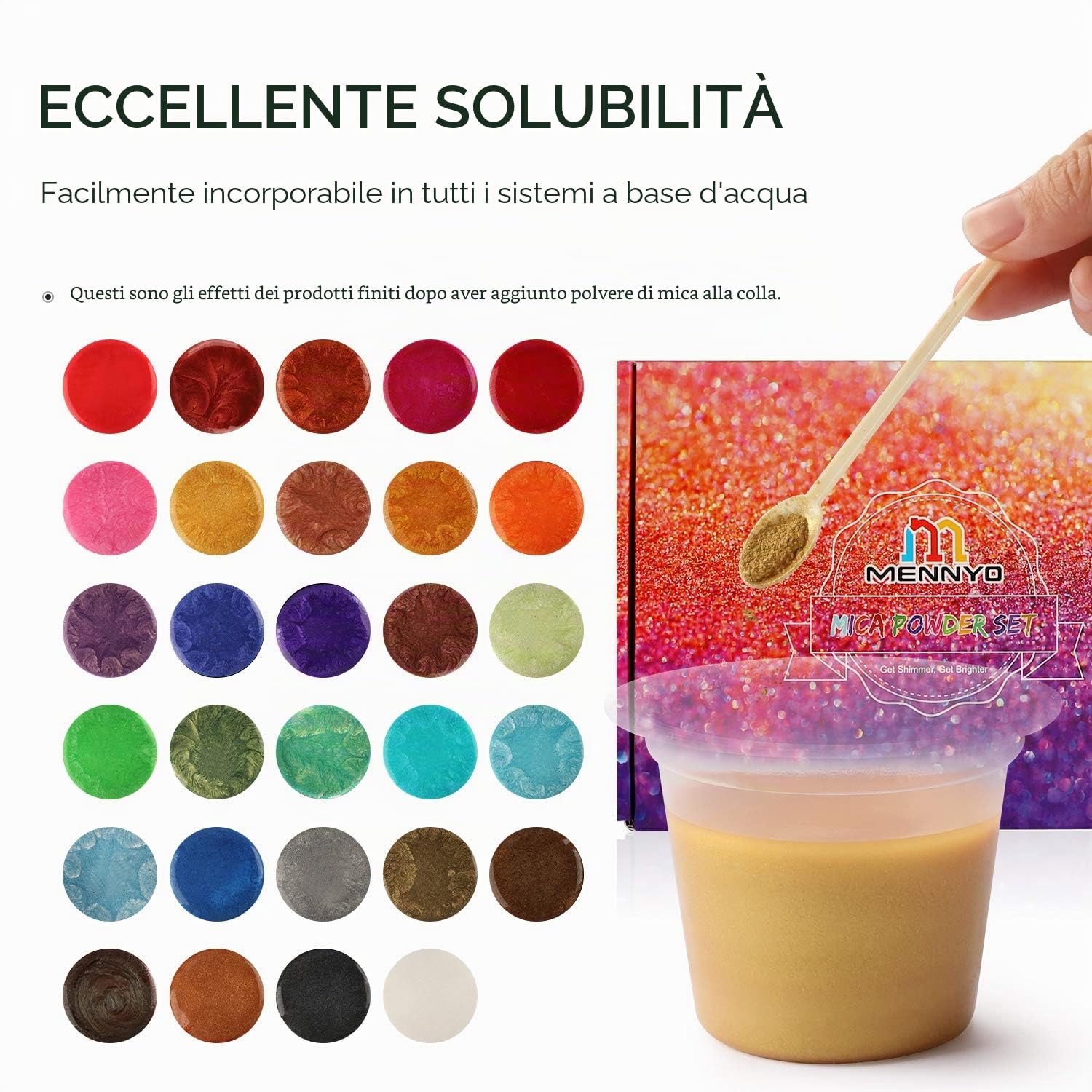 Pigmenti Coloranti Naturale, 5g*30 Colori Mica Polvere Colorante per Sapone, Slime, Resina Epossidica, Candele, Bomba da Bagno, Acqua, Cosmetici, Pittura, Feste