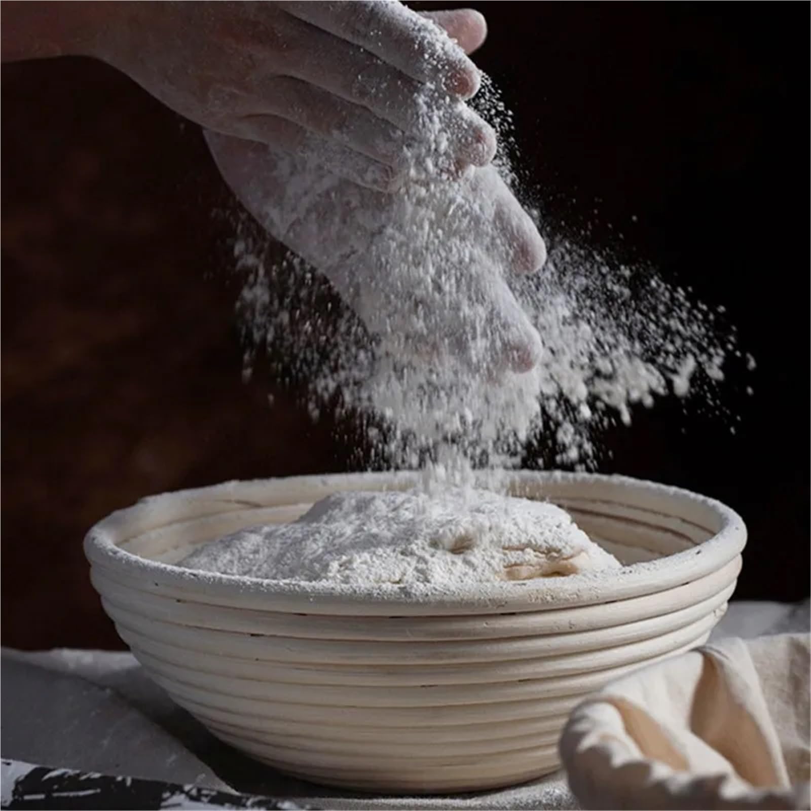 Kosz do proofingu chleba, Rattanowe kosze do wyrastania chleba Okrągły kolor drewna Wiele rozmiarów mieszania ciasta i pieczenia(Round-18 * 8cm)