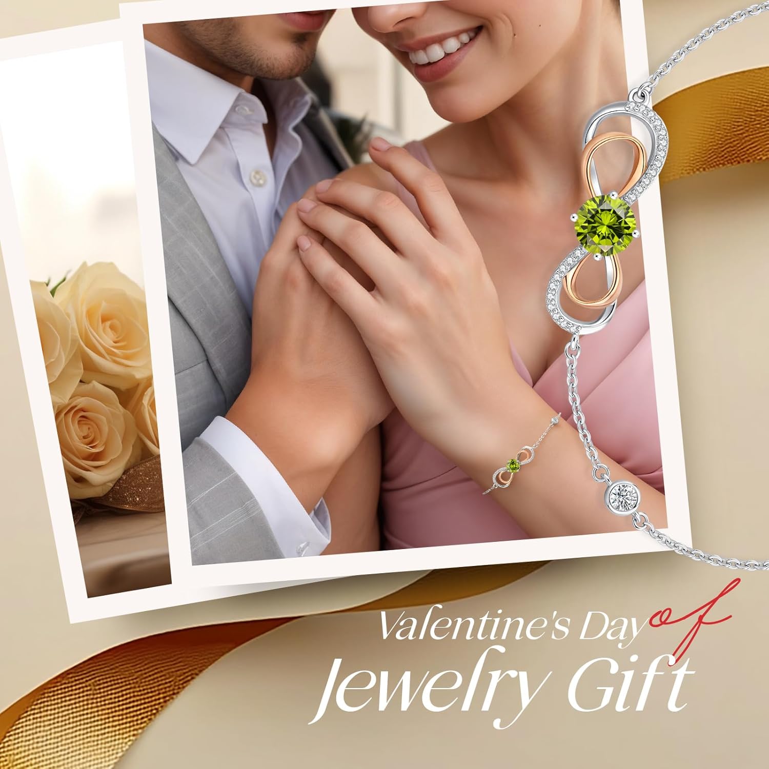 LOUISA SECRET Rose Gold Infinity Heart Bracelet for Women, Adjustable Chain 925 Sterling Silver Link Birthstone Bracelets, Best Anniversary Birthday Jewelry Gifts for Women Mom Wife Her - Image 8