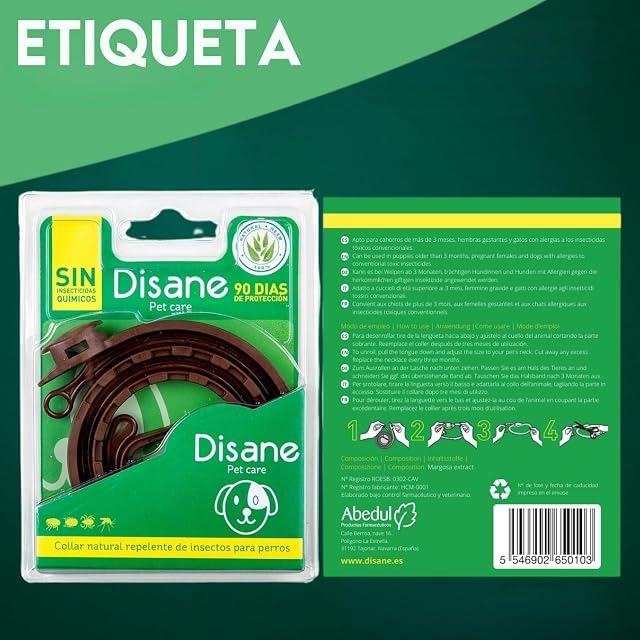 Foto 6 de 7 de DISANE Collar Antiparasitario Natural para Perros, Repelente de Pulgas, Garrapatas y Mosquitos (leishmaniosis)