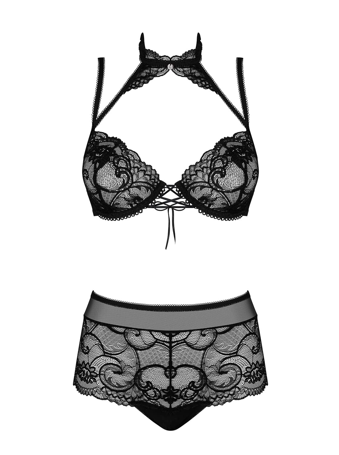 Obsessive Damen BH-Set mit Spitzenhalsband M2580