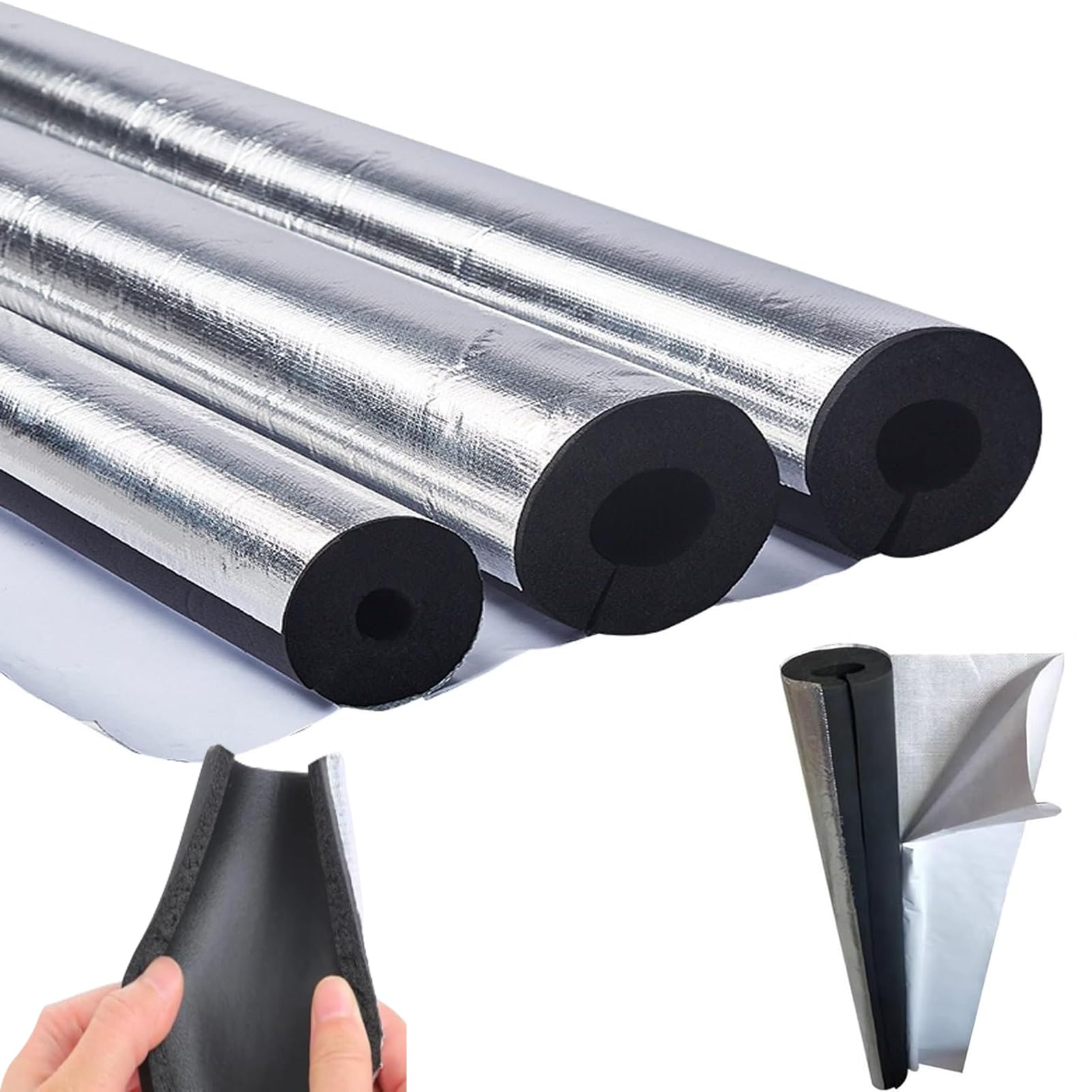Aislamiento de Tuberías para Exteriores Aislante de Caucho Pared para Coquilla de Aire Acondicionado Fundas, Coquilla Aislante para Calentadores de Agua (ID) 219mm x (T) 30mm x (L) 0.95m