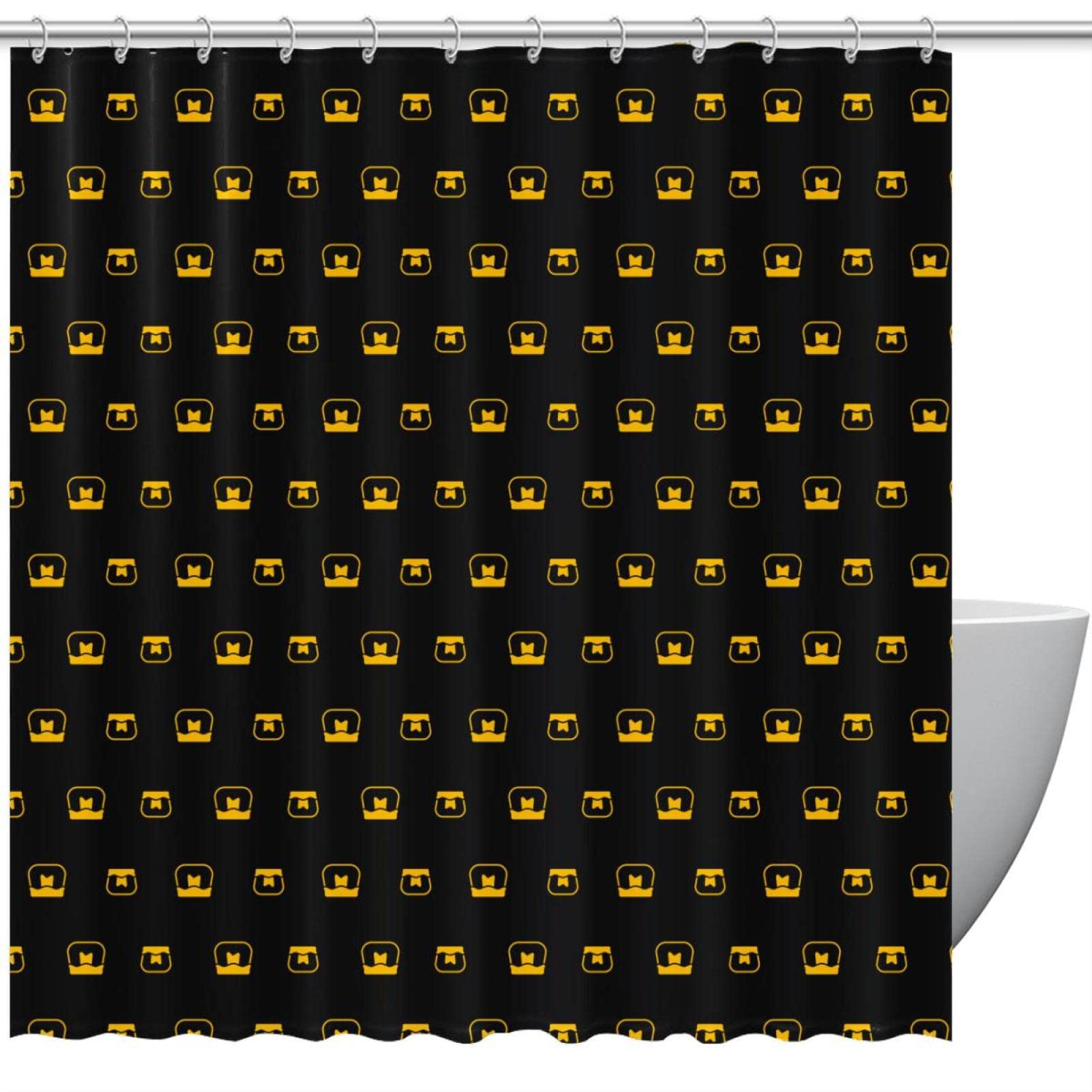 Rideau de douche anti-éclaboussures noir 183x183 cm motif pot de miel