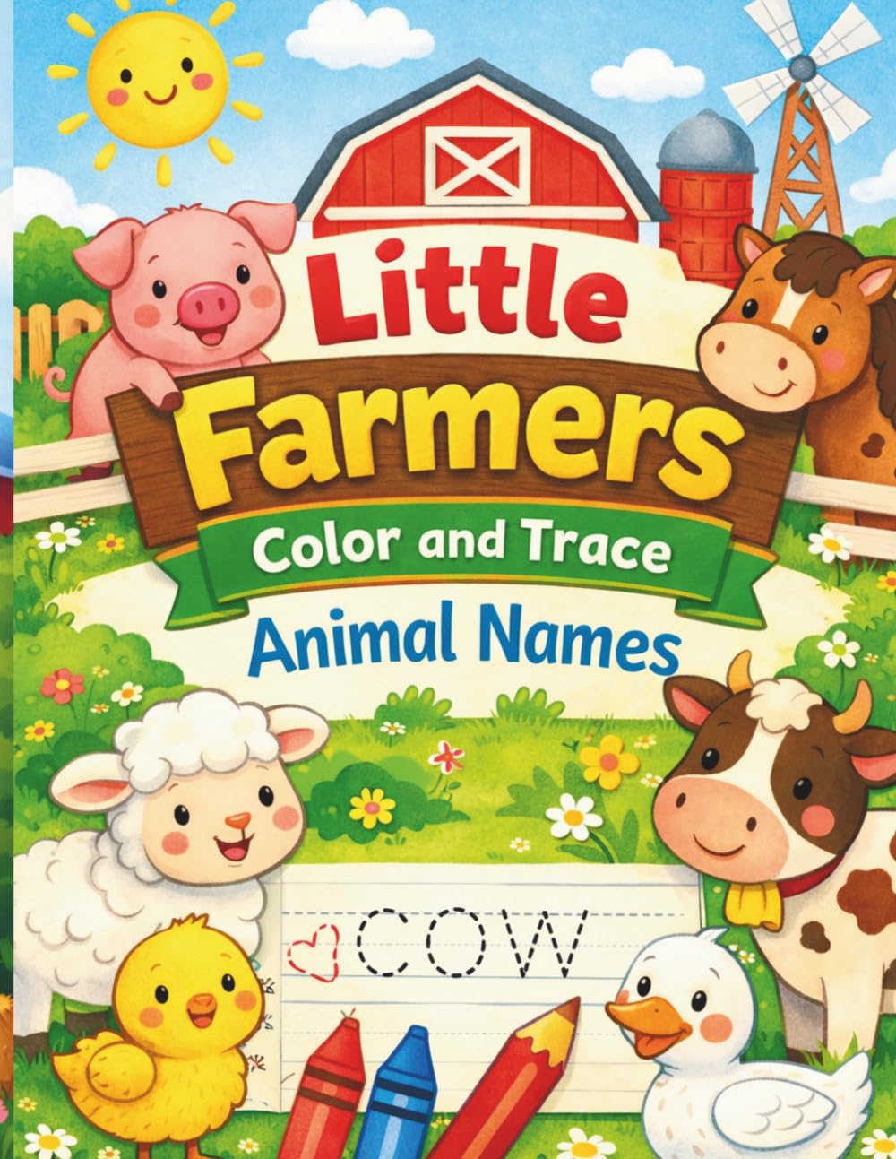 Little Farmers: Color and Trace Animal Names