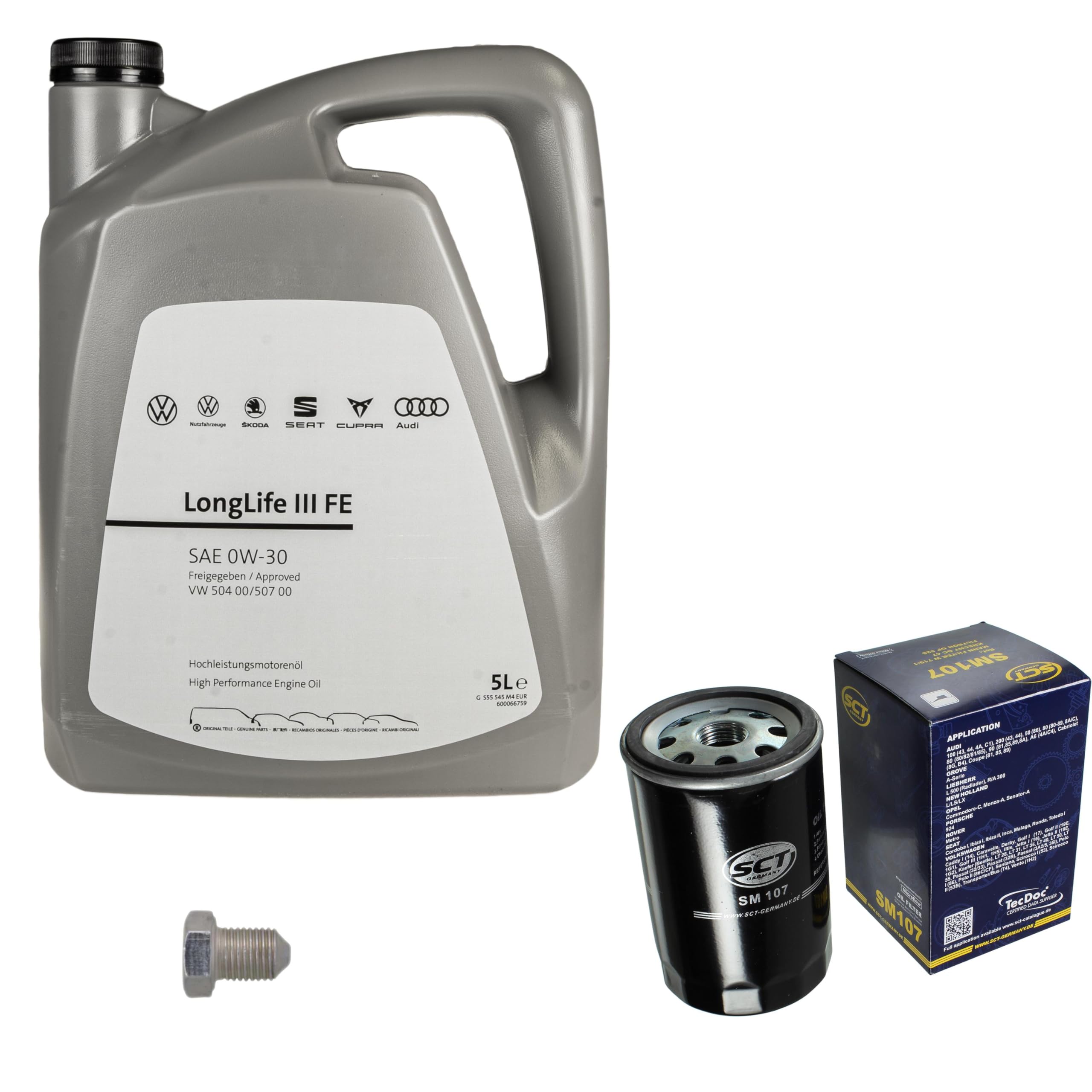 Pacchetto di ispezione pacchetto di manutenzione filtro con 5 l 0W-30 olio motore LongLife 3 FE, filtro olio vite di scarico olio