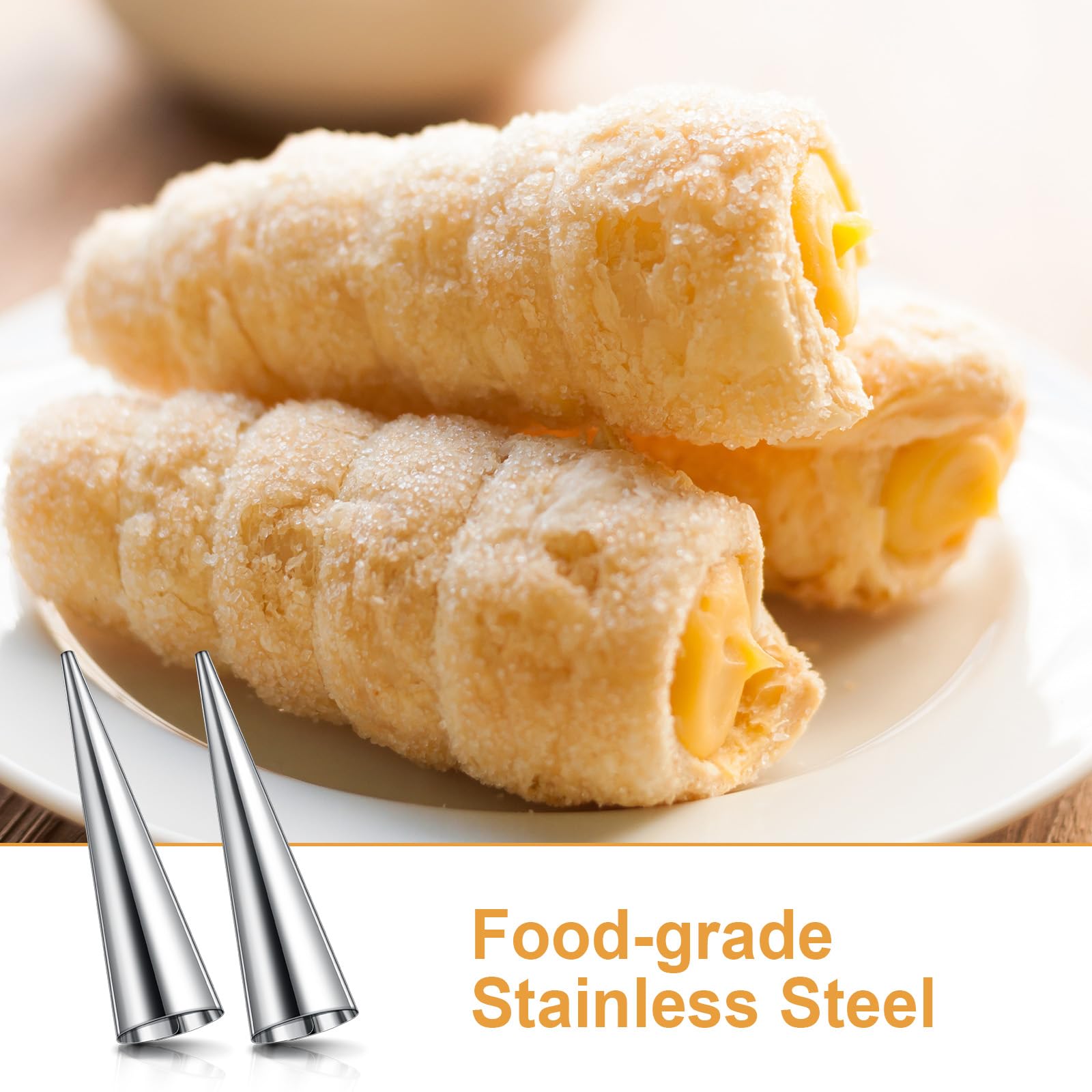 Stampi Per Cannoli E Croissant In Acciaio Inox - 10 Coni Per Pasticceria E Gelato - Foto 8