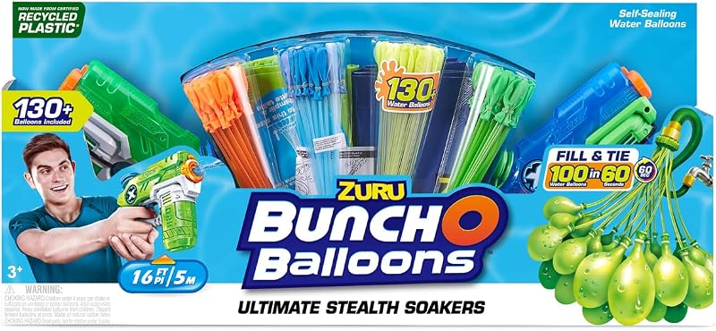 Bunch O Balloons 130+ Self-Sealing Water Balloons with 2 Ultimate Stealth Soakers