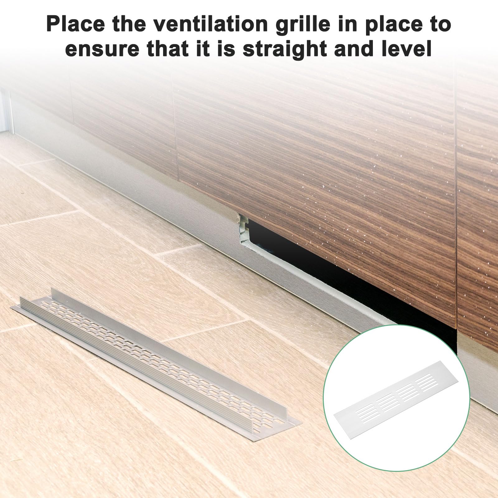 M METERXITY 2-Pack Door Vents for Interior Doors 8 x 2 Inch/ 200 x 50mm Aluminum Alloy Ventilation Grille for Cabinet/Wardrobe/Shoe Cabinet - Image 4