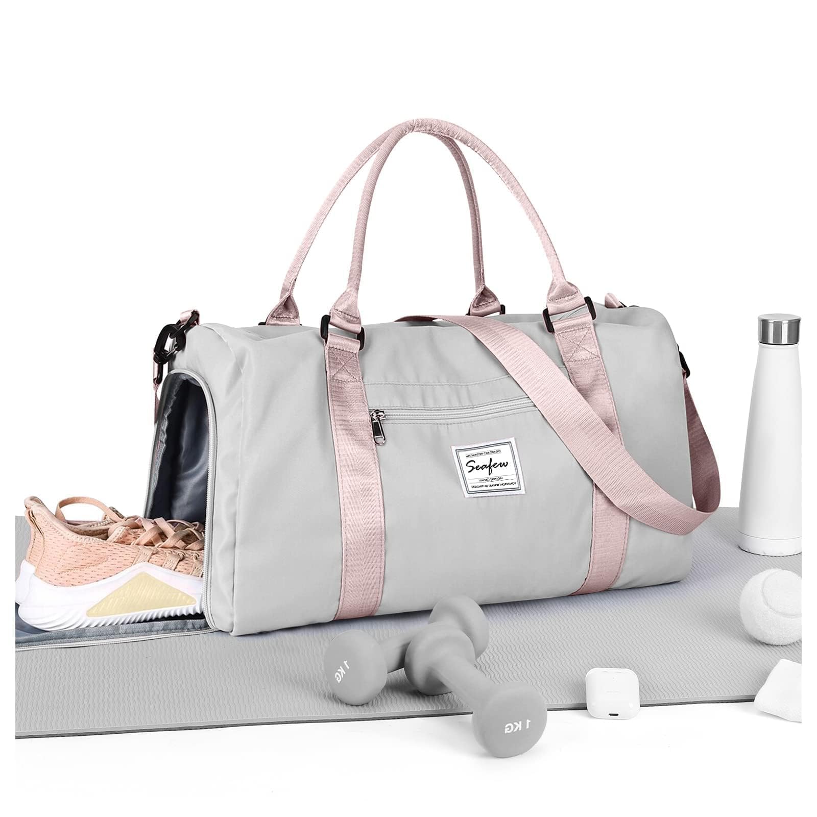 Bolsa Gimnasio Deportiva Mujer Hombre Grande con Compartimento Zapatos Bolsillo Húmedo Sports Gym Bag