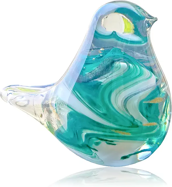 Handmade Blown Glass Bird Figurine - Unique Bird Sculpture for Home Decor