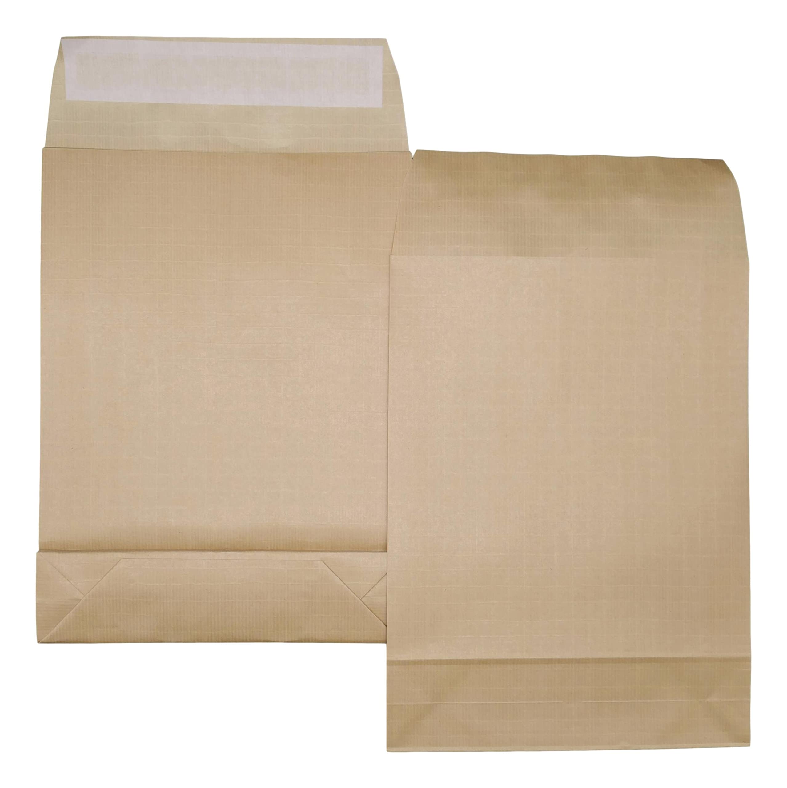 Lot De 5 Pochettes Kraft Armé Auto-adhésives - Format C4 (229x324 Mm) Avec Soufflet De 70 Mm - Pour Envoi Solide