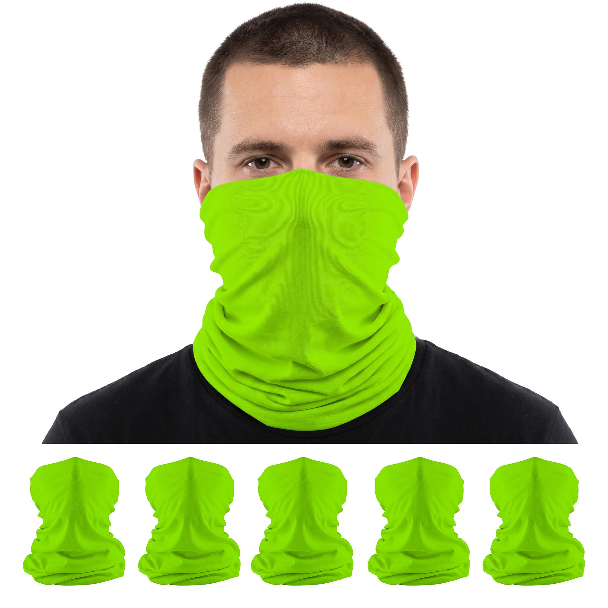 S A Soul of Adventure 5-Pack UV Face Shield | UV 30+ Multipurpose Neck Gaiter Balaclava for Adults | Multiple Color Packs