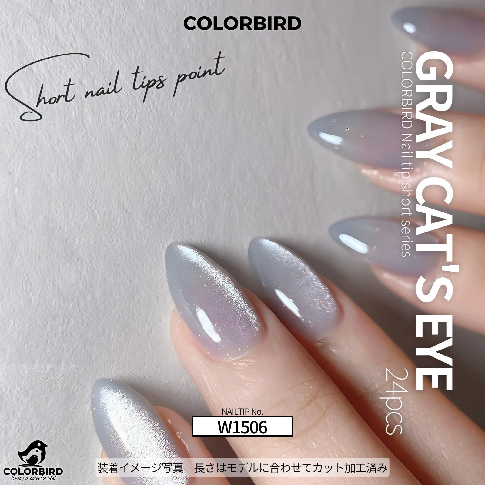 Amazon | COLORBIRD ネイルチップ ショート 24枚 シルバー マグネット