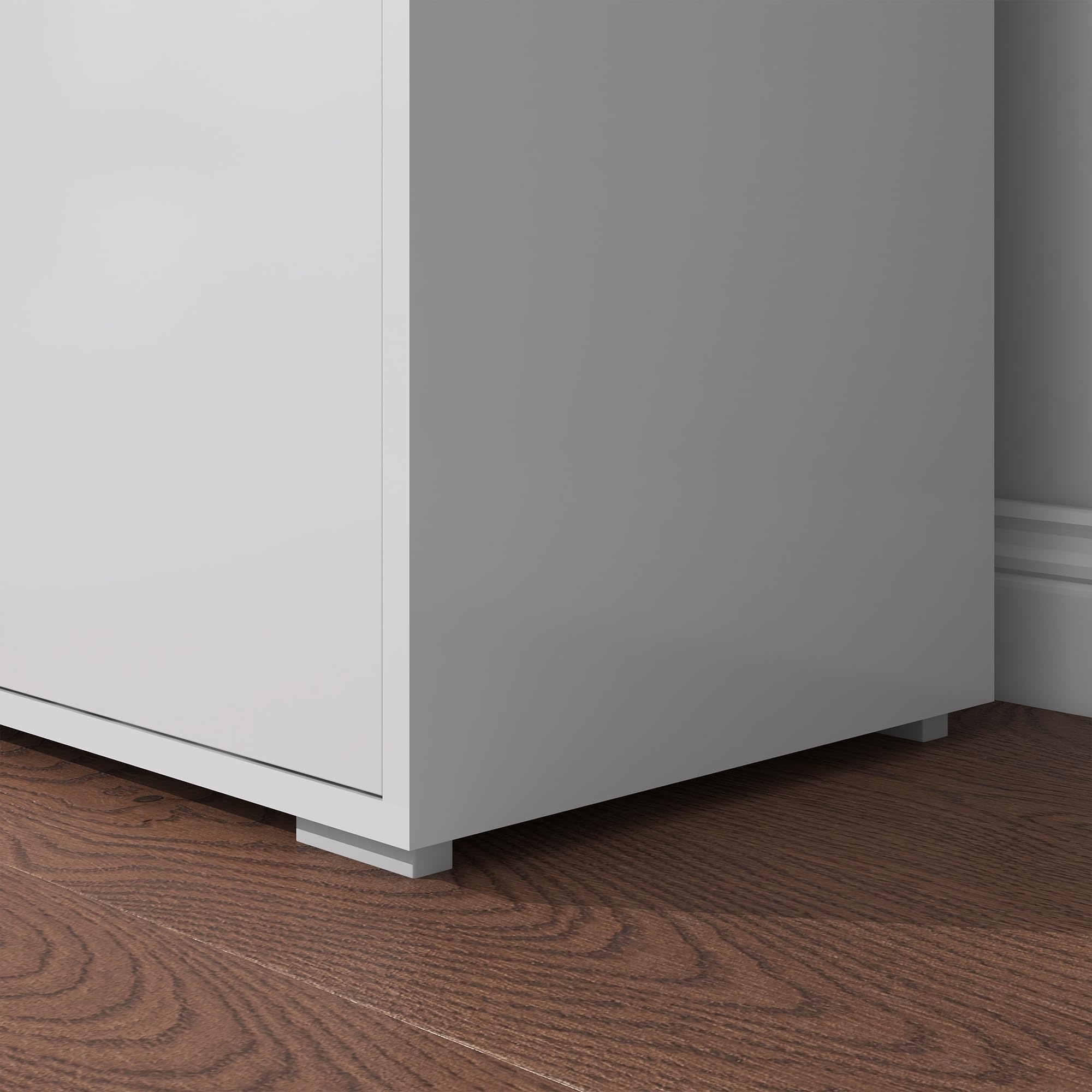 HOMCOM Meuble de Rangement Buffet Commode 79 x 36 x 74 cm Blanc Brillant | Armoire de Rangement, 2 Tiroirs, 2 Placards à Portes, Étagères Réglables, Salon, Chambre, Cuisine